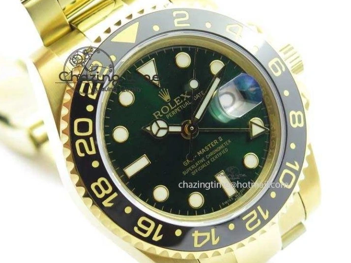 MiroTime 0216 SportInspired GMT-Master II 116718LN YG Bp-Maker Green Dial Ceramic Bezel On YG Bracelet A 3777